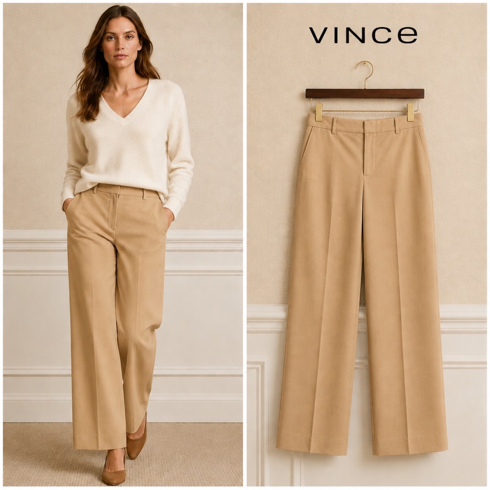 Vince High Rise Tailored Straight Leg Trousers
